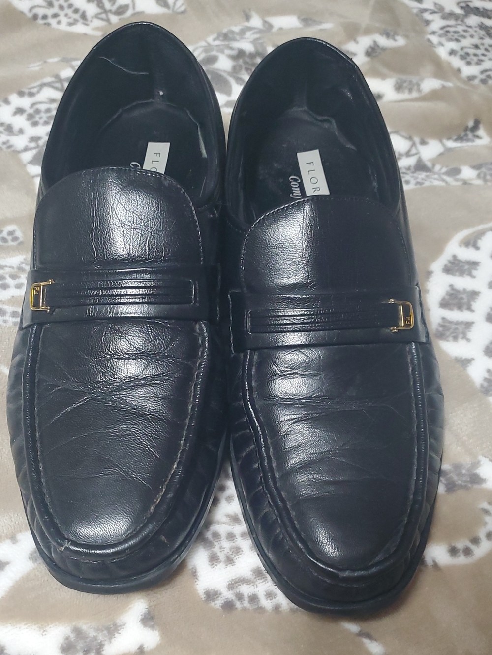 Florsheim Black Leather Slip-On Penny Loafers